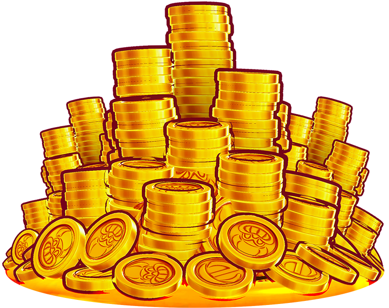 Stacks of gold coins from Wicked Mad Hot Pots slot machine